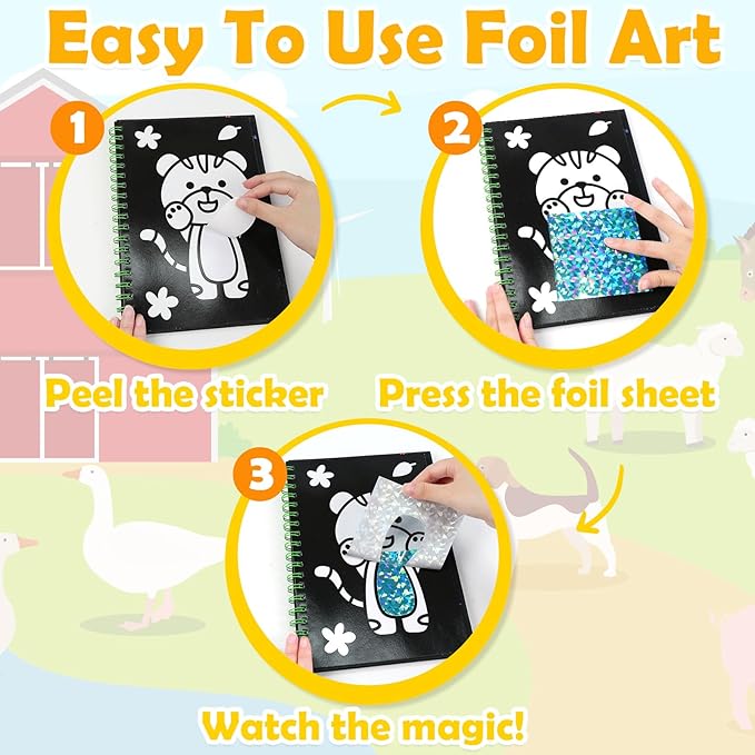 FUNNYB&G Foil Art Craft for Kids - Christmas Crafts Gift Party Favors Stocking Stuffers for Kids Fun Art Supplies Creative Birthday Gift Travel Toys for Girls Boys 4 5 6 7 8 9 Years Old (Dinosaur)