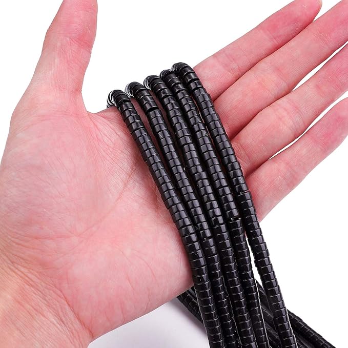 Natural Black Onyx Spacer Beads Caps Loose Semi Gemstone for Beading Jewelry Making 6mmx3mm 38cm