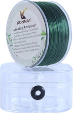 KONMAY 1 Rolls 0.8mm Flat Stretchy Bracelet Strings with Organizing Case, 90 Yards Dark Green Crystal Elastic Thread Cord for Jewelry Bracelets Making and Beading