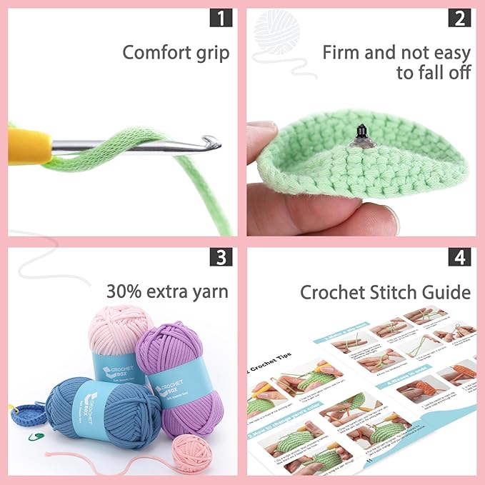 Crochet Kit for Beginners: 2 PCS Axolotl Crochet Kit, Create Your First, Include Hook, Soft Yarn, and Accessories, Starter DIY Crafts for Adults, Teens