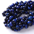 Natural Stone Lapis Blue Tiger Eye Beads Round Loose Spacer Beads for Jewelry Making DIY Bracelet Necklace 4mm 90pcs(Natural Lapis Blue Tiger, 4mm)