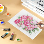 Paul Rubens 60 Sheets Watercolor Paper,Hot Press 50% Cotton&140lb /300gsm Acid-Free Bulk White Paper for Artists, Students & Adults（10.63 * 7.68 inch）