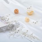 Flower Pearl Fabric Rhinestones Beaded Lace Applique,3D Butterfly Embroidered Lace Patch for Clothes,Dress (White)