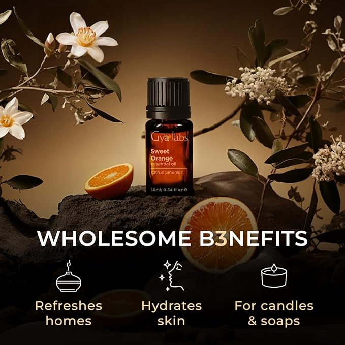 Gya Labs Orange Essential Oil - 0.34 Fl Oz - for Hair, Skin, Diffuser, Aromatherapy & DIY Candle Making Scent