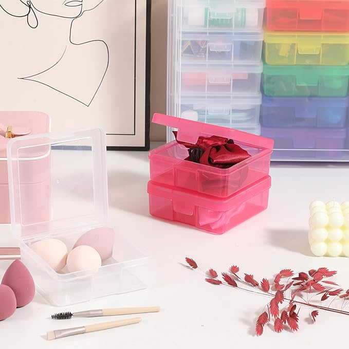 Plastic Storage Box Arts & Crafts Storage Boxes & Organizers With Large Storage Box Small Rectangular Plastic Container For Craft Storage (12 Color+6 Clear-Small)