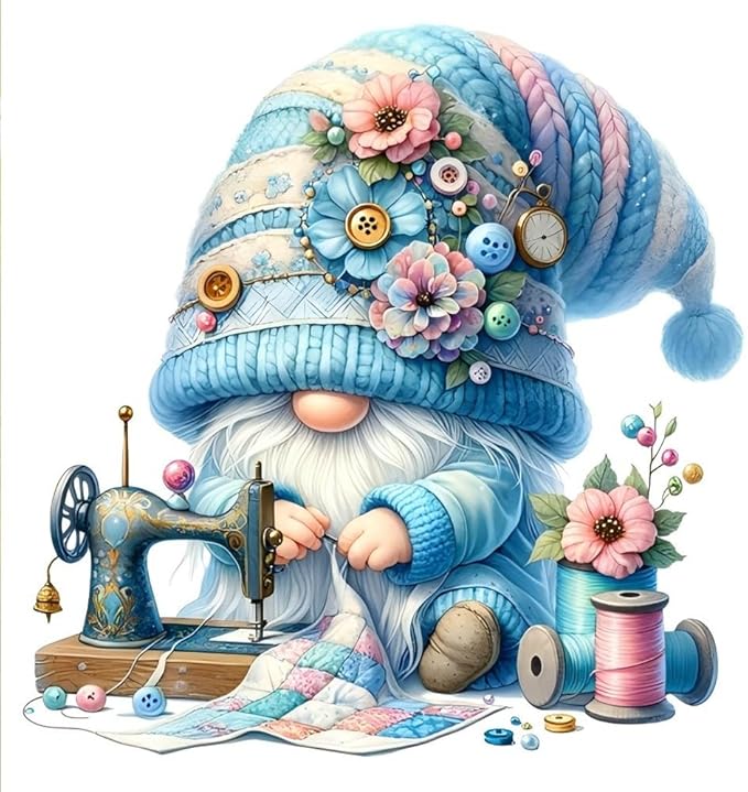 Lzyueyuan Gnomes Stamped Cross Stitch Kits for Adults Beginner, Sewing Cross Stitch Ornament Kits Counted Embroidery Needlepoint Kits Home Decor 13.8X13.8inch