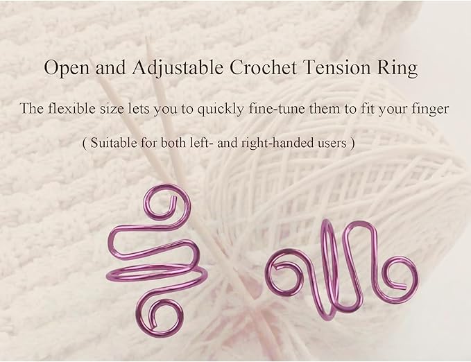 2Pcs Crochet Rings for Finger, Adjustable Open Yarn Guide Crochet Tension Ring for Crocheting Knitting Accessories Supplies Metal Yarn Tension Loop Ring for Finger (Rose), SATONBEYI