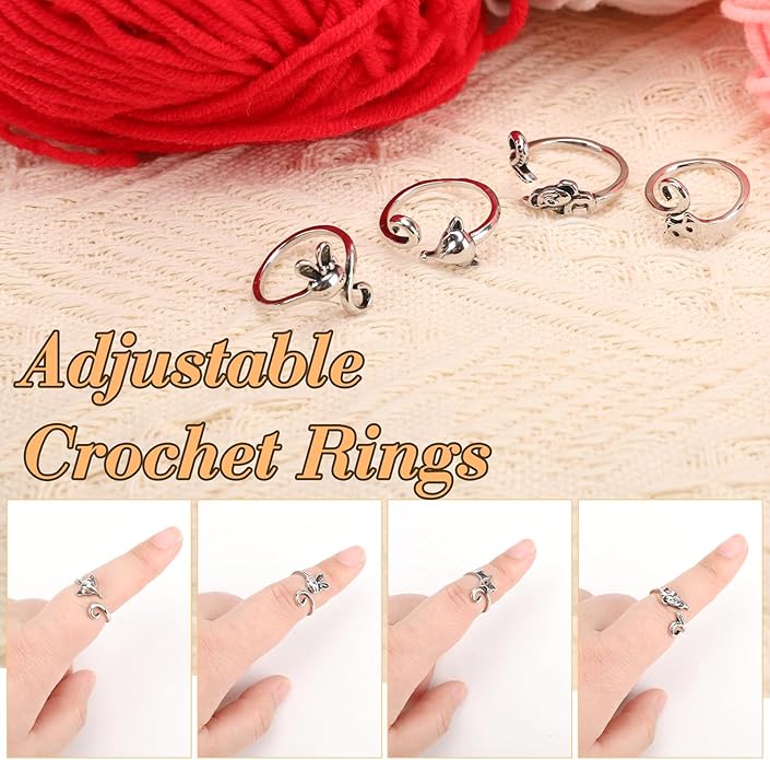Namifin Crochet Ring for Fingure Adjustable Crochet Tension Ring Yarn Tension Rings Easy Crocheting Crochet Accessories Mother Grandma Thanksgiving Presents