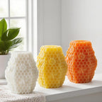 Honeycomb Cylinder Flower Succulent Peony Cylinder Candle & Resin Mold - Resin Casting Silicone Molds for Home Decor & Candle Making Wave Spiral Mold