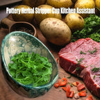 EAZZ Pottery Herb Stripper Bowl, Herb Stripper Tool, Herb Leaf Stripper, Handmade Pottery, Ceramic Herb Peeling Cup, With Multiple Hole Sizes, for Leaf Removal