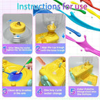 Paint Brush Cleaner with Paint Tray, Water Circulation Brush Rinser with Brush Holder, Watercolor/Oil and Water-Based Paint Brush Cleaner Tool, 400ml Capacity, Train Design, Gift for Artist Beginners