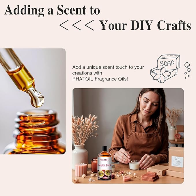 PHATOIL Passion Fruit Fragrance Oils for Aromatherapy, 3.38FL.OZ Diffuser Oils for Home, Perfect for Aromatherapy, Humidifiers, Yoga, DIY Candle and Soap Making - 100ml