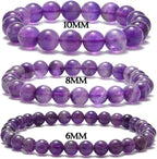 NCB 100pcs Original Natural Stone Beads Gemstone Round Loose Beads 6mm 8mm 10mm (Amethyst, 10mm 100Beads)
