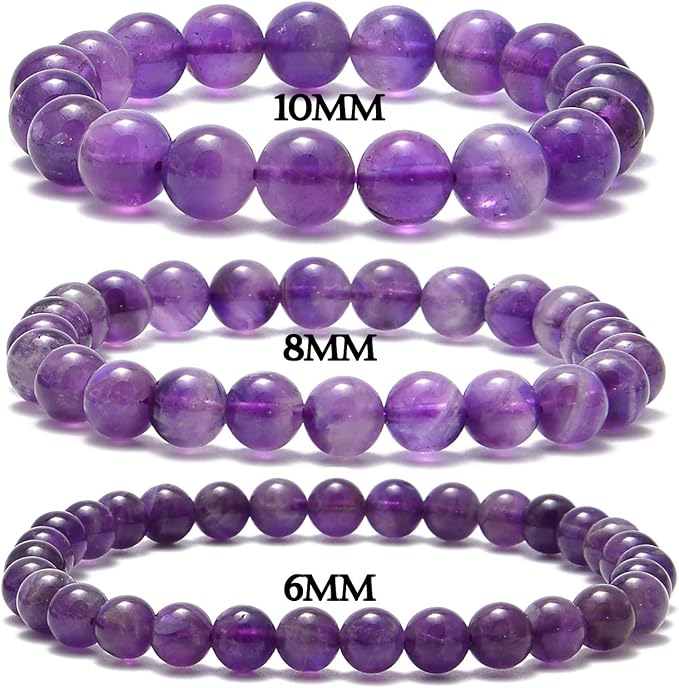 NCB 100pcs Original Natural Stone Beads Gemstone Round Loose Beads 6mm 8mm 10mm (Amethyst, 10mm 100Beads)