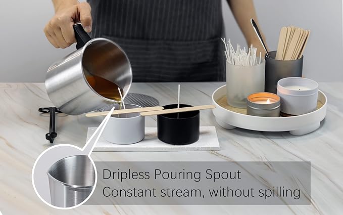 Aroparc Candle Making Kit with Wax Melter, 40 oz Double Boiler Wax Melting Pot, Thermometer, Wick Centering Device, Hot Plate and Supplies for Beginners