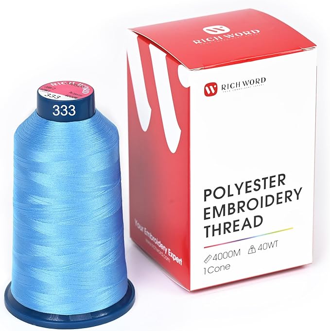 Richword Selected Blue Embroidery Thread 4000M(4374Y) 40WT Polyester Thread 100 Colors Selected for Commercial Multi Needles and Single Needle Embroidery Machine 0333