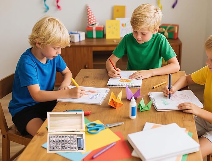 36Pcs Wooden Rubber Stamps Number Letter Alphabet Stamps Mini Cute DIY Stamps Set for Craft Decorating Scrapbooking and Wedding Invitation Cards (36pcs B)