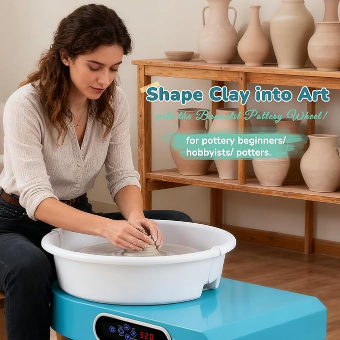 Bonoutil Pottery Wheel Machine, 11" Electric Ceramic Forming Machine LCD & Foot Pedal Control Max 20 lbs Capacity, Clay Art Sculpting Tools Kit at Home Pottery Wheels