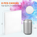 8 Pack 8x10 in Canvas Boards for Painting,Canvas for Painting with 9.5" Easel, Art Canvas Painting Kit with 10 Brushes & 2 Paint Tray for Kids Teenagers Acrylic Pouring Oil Water Color Gift…