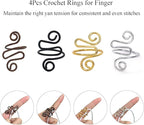 4Pcs Crochet Rings for Finger, Crochet Tension Ring for Crocheting Open Adjustable Yarn Guide Crochet Tension Ring Crochet Accessories Knitting Ring for Finger (Multicolor-B), SATONBEYI