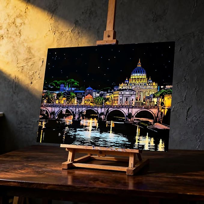 Scratch Art for Adults-Scratch Painting Craft Kit (4 Sheets 16x11 in)|Foil Engraving Art Set|Stress Relief Gift for Travel Lovers,Craft Lovers|Creative Scratch Art Home Decor(City Scape 2)