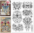 CHGCRAFT Moth Flowers Clear Stamps Moon Phase Silicone Stamps Craft Stamps for Journaling Card Making DIY Scrapbooking Handmade Photo Album Notebook