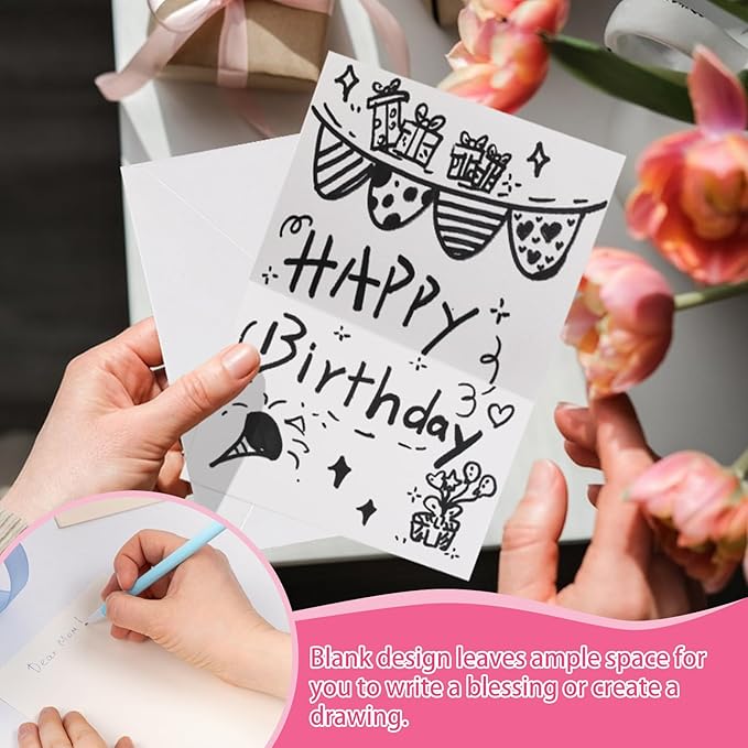 LUNARM Watercolor Cards with Envelopes 50 Sets Blank 5 x 7 in Foldable Postcards, 140lb/300GSM Greeting Card Paper for Wedding Invitation, Notecards, Painting cards and Thank-You Cards DIY Craft