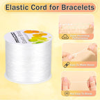 Paxcoo 1.4 mm Elastic Bracelet String Cord, White Stretch Bead Cord for Bracelet Making