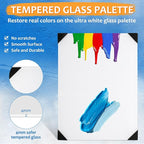 Glass Palette for Oil Painting 12 x 9 Inches, Clear Paint Mixing Palette for Acrylic Painting, Ultra White, Painting Supplies for Use with All Art Media, Artists, Adults