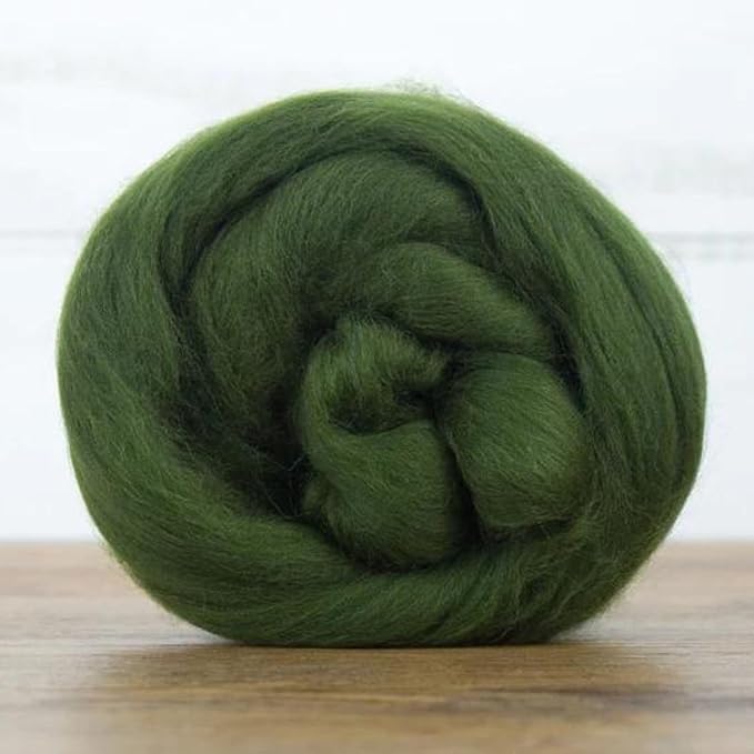 Revolution Fibers Merino Wool Combed Top | 1 lb Premium Wool Roving | 22 Micron, Best Merino Wool for Spinning, Tapestry, Needle Felting, Big Yarn Roving and Wall Hangings (Willow Green)