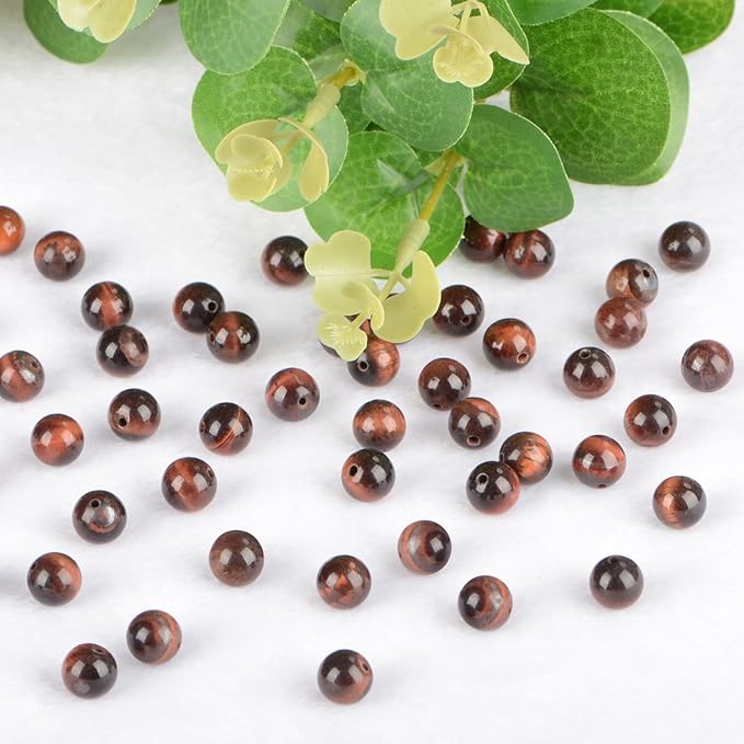 4mm 200pcs Natural Stone Round Beads Red Tiger's Eye Genuine Stone Beading Loose Gemstone DIY Charm Smooth Beads for Bracelets Necklaces Earrings Hole Size 1mm (Red Tiger's Eye 4mm)