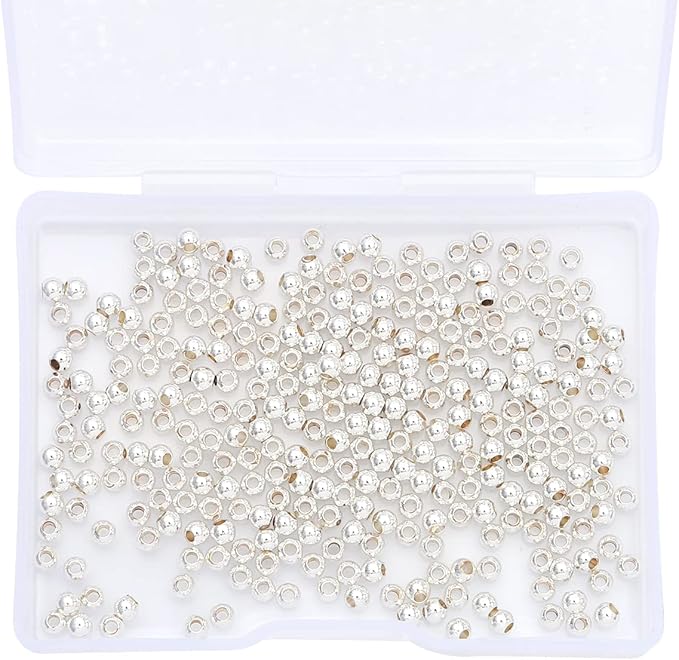 Silver Plated Round Spacer Beads 3mm 300pcs for Jewelry Making Findings Non Tarnish