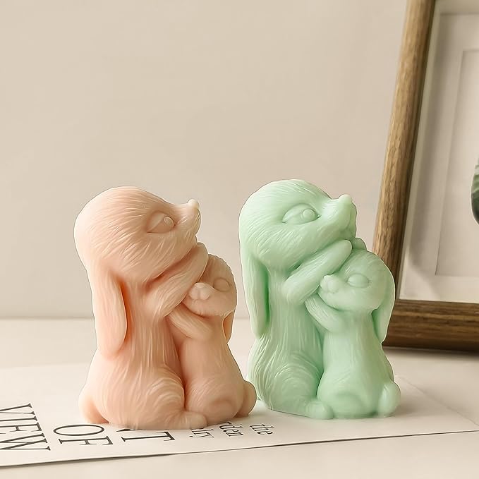 Couple Rabbit Candle Mold - Resin Casting Silicone Molds for Home Decor & Candle Making Wave Spiral Mold