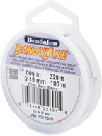 Beadalon Dandyline Bead Weaving & Stringing Thread, 0.15 mm / .006 in, White, 100 m