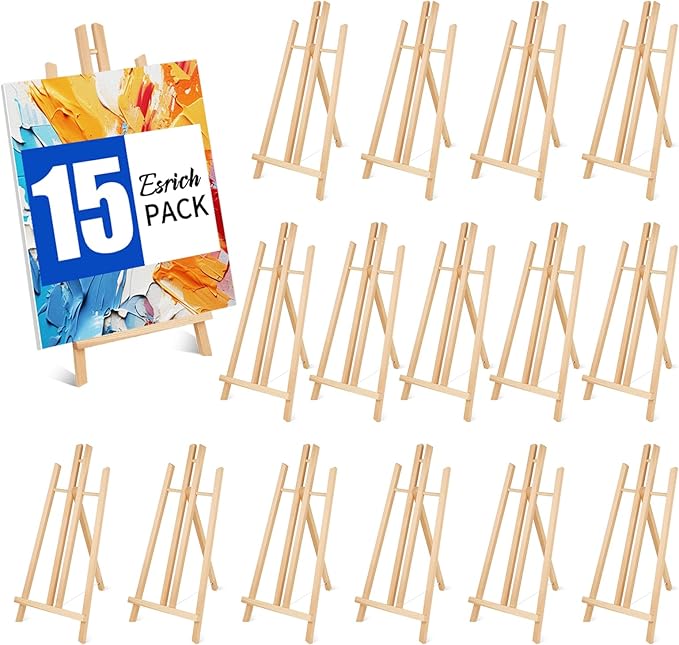ESRICH 15pcs 17 Inch Tabletop Easels, Easel Stand for Painting,Tripod, Painting Party Easel, Kids Student Desktop Easel for Painting,Paint Easel for Canvas Painting