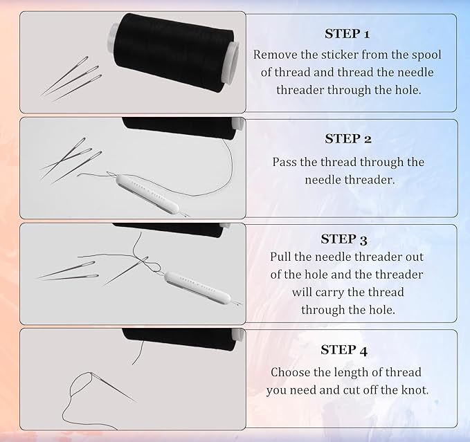 Serger Thread 4 Cones 3000 Yards Each Spool All Purpose Polyester Thread 40S/2 for Sewing, Serger, Overlock, Quilting, Piecing - Black+White