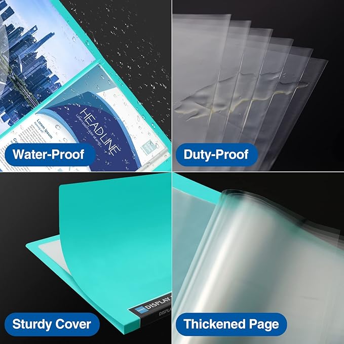 Sooez Art Portfolios 11"x17", Large Portfolio Folder with 30 Pockets & Black Inner Sheets, Display 60 Pages, 11 x 17 Presentation Book for Artwork Storage, Binder with Plastic Sleeves for Artist