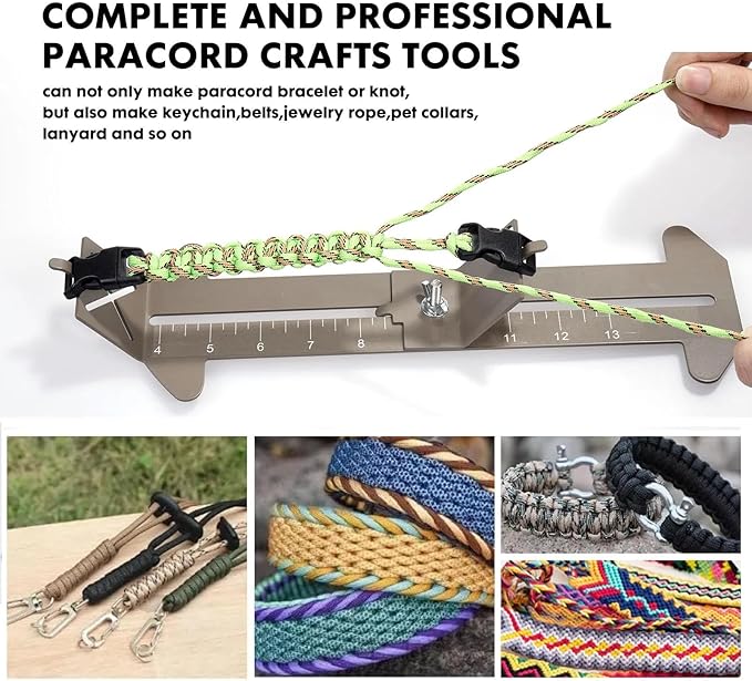 Paracord Bracelet Jig Dog Collar Jewelry Loom Accessoies Making Kit Tools with Colorful 5 Cords and 6 Buckles Bracelet Length 4" to 13" (Olive)