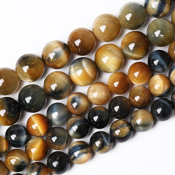 90Pcs 8mm AAAAA Tiger Eye Beads for Jewelry Making - Natural Stone Semi Precious Round Smooth Gemstones Loose Spacer Beads - 32" 2 Strands