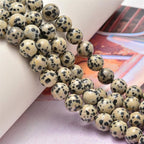 NCB 200pcs 6mm Loose Beads for Jewelry Making, Natural Semi Precious Beads Round Smooth Gemstones Spacer Beads Charms for Necklaces Bracelets (Dalmation Spot Jasper, 6mm 200Beads)