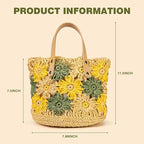 Noocro Crochet Kit for Intermediate or Advanced Level, Floral Raffia Bucket Bag, Purse, Step by Step Video Tutorial, Detailed Instruction Complete Kit Craft Supplies Holiday Gift (Meadow Bloom)