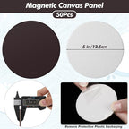 Engrowtic 50 Pcs Magnetic Painting Canvas Panel Mini Canvas Boards for Painting Mini Tile Art for Fridge Locker Art Crafts DIY(5 in,Round)