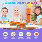 Paint Brush Cleaner with Paint Tray, Water Circulation Brush Rinser with Brush Holder, Watercolor/Oil and Water-Based Paint Brush Cleaner Tool, 400ml Capacity, Train Design, Gift for Artist Beginners