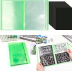 10 Pcs 0.3mm Magnet Sheets and 80 pockets/20 pages Storage Album for Stamp and Cutting Dies Storage Book Organizer Folder for Storage Die Cutting, DIY Scrapbooking Card Making Supplies (Green)