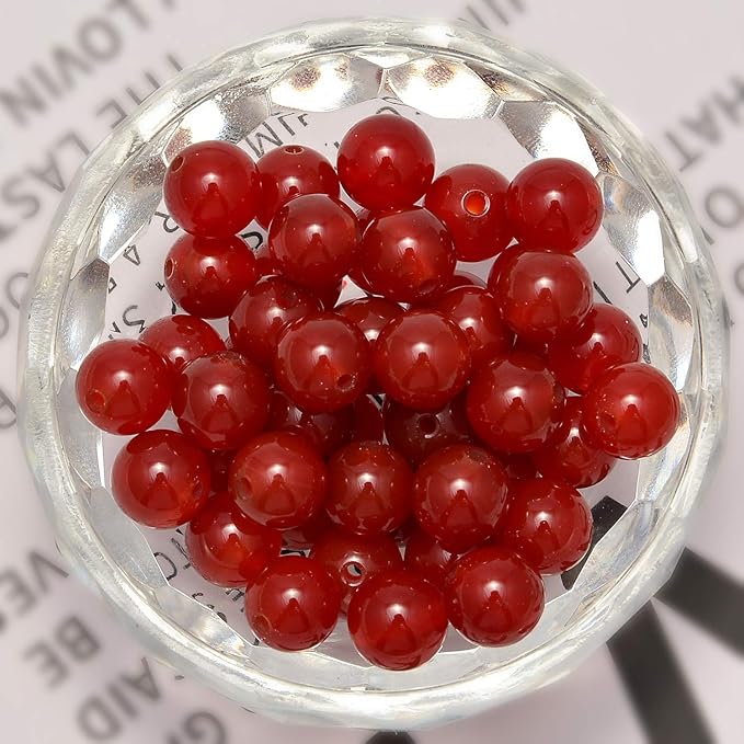 NCB Natural Stone Beads 100pcs 6mm Round Loose Gemstone for Bracelet Necklace Jewelry Making, Includes Elastic String and Beading Needle (Carnelian, 6mm 100Beads)