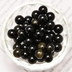 NCB 200pcs 4mm Loose Beads for Jewelry Making Natural Semi Precious Beads Round Smooth Gemstones Spacer Beads Charms for Necklaces Bracelets (Black Golden Obsidian, 4mm 200Beads)