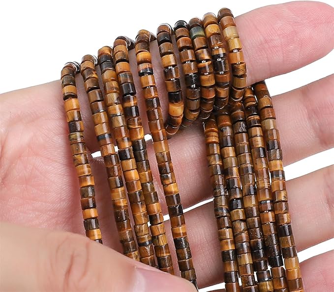 Natural Yellow Tiger Eye Spacer Beads Caps Flat Round Loose Beads for Beading Jewelry Making 3mmx2mm 38cm
