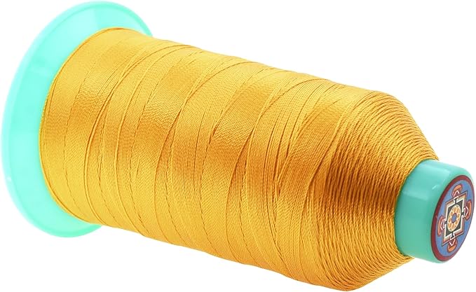 Mandala Crafts Bonded Nylon Thread Gold Heavy Duty Sewing Threads - 1100 YDs Size 92 280D T90 Tex 90 Thread for Leather Jeans Weaving Outdoor Marine Upholstery Threads