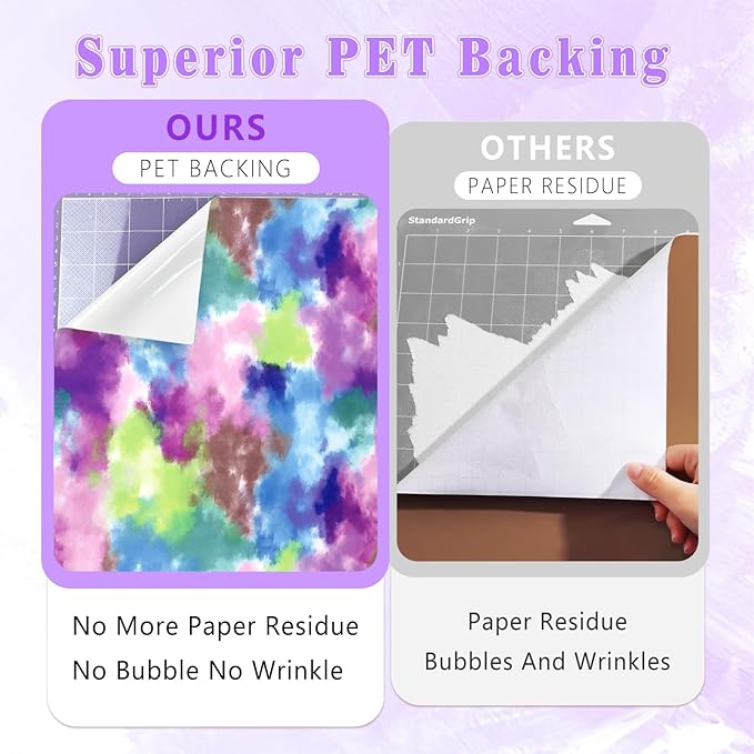 Tie Dye Permanent Vinyl Roll- 12'' x 8ft Purple Clouds Permanent Adhesive Vinyl for Mugs Decors Self Adhesive Sticker