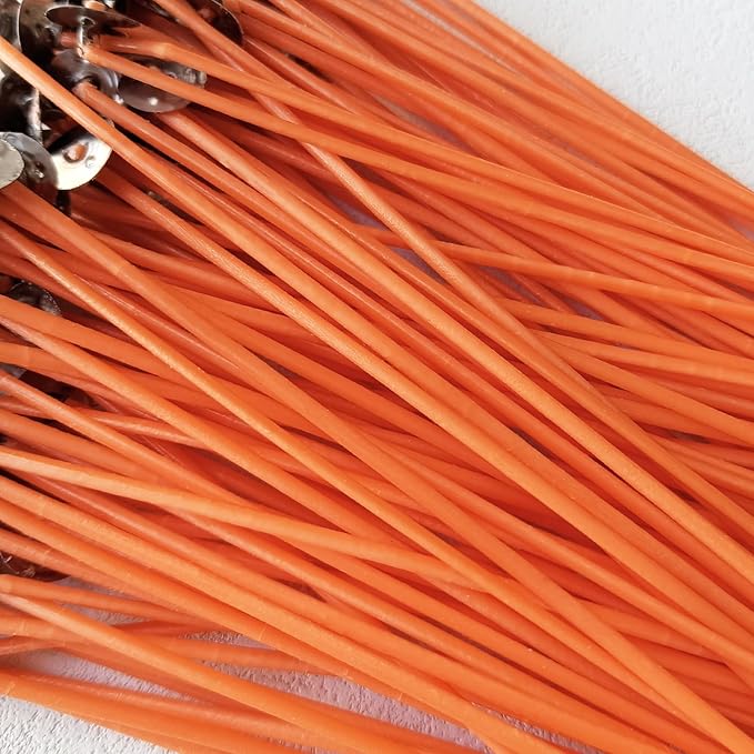 6 Inch Candle Wick,100 Piece Cotton Candle Wicks, Orange Low Smoke Pre-Waxed Candle Wicks with Tabs for Candle Making DIY